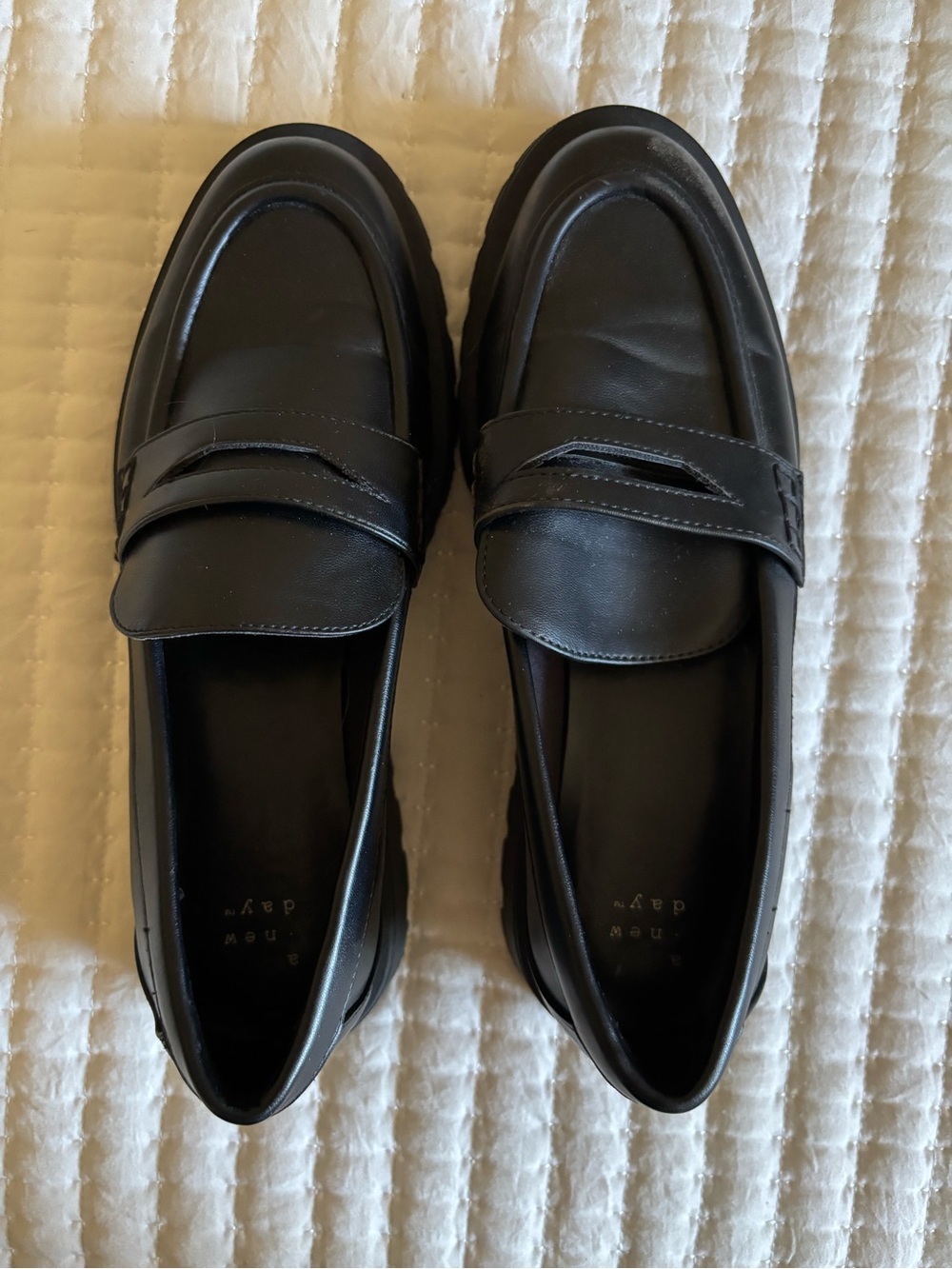 a new day Black Leather Penny Loafers